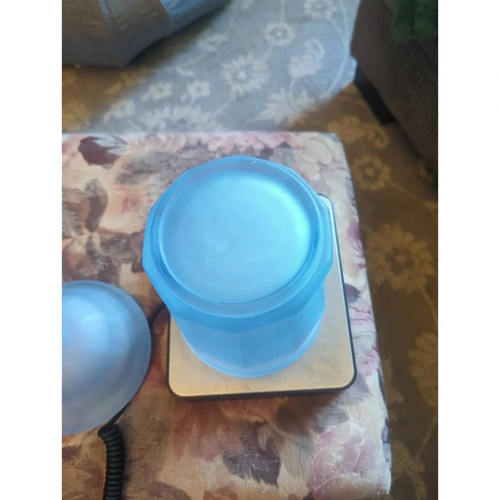 Vintage INDIANA GLASS Satin Frosted Blue Glass Apothecary Jar with Lid 10 inches